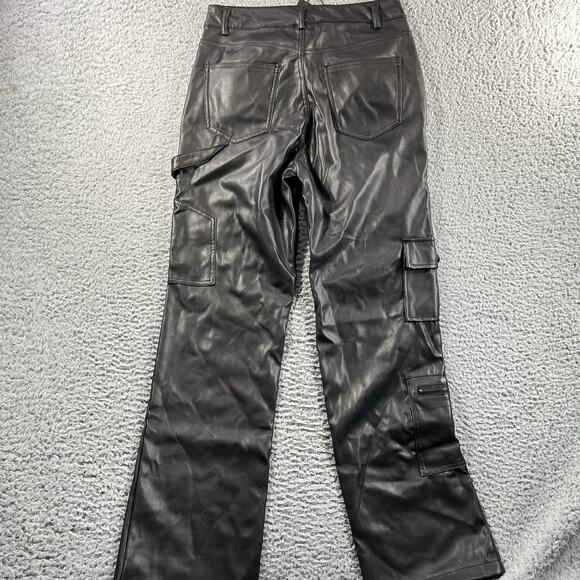 FASHION NOVA PETITE SHANNAH FAUX LEATHER CARGO PANTS WOMENS XL BLACK FITS 28x30 - Picture 7 of 12